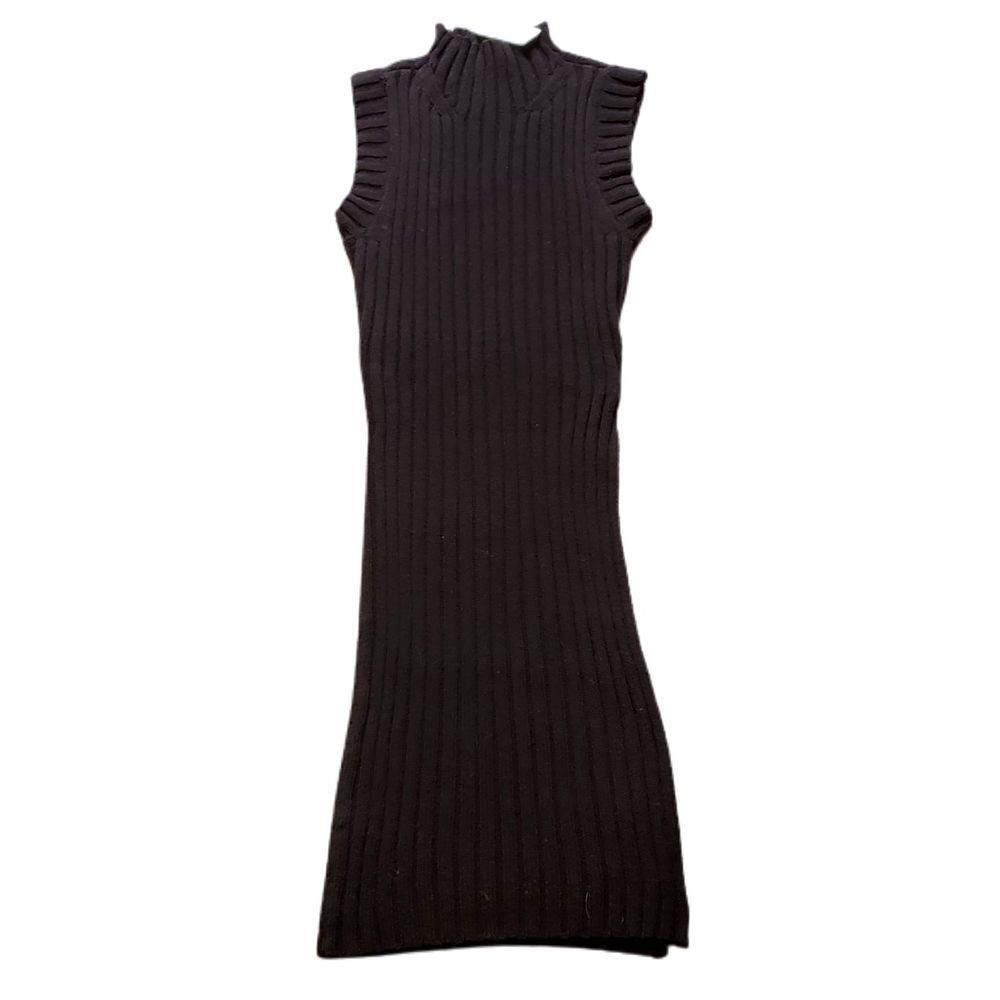 EXPRESS | Black Sweater Tank Dress Mock Collar Ribbed XS
